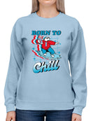 Officially Licensed ICEE Born To Chill - Surfing Polar-Bear Graphic Women's Sweatshirt