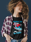 Officially Licensed ICEE Born To Chill - Surfing Polar-Bear Graphic Women's T-shirt