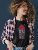 Officially Licensed ICEE Classic Cup - Retro 'Coldest Drink In Town' Graphic Women's T-shirt