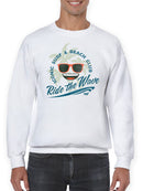 Ride the Wave - Surf Club Beach Vibes Retro Emoji Men's Sweatshirt