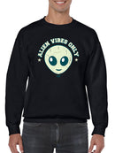 Alien Emoji Vibes Only - Retro UFO Space Graphic Men's Sweatshirt