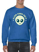 Alien Emoji Vibes Only - Retro UFO Space Graphic Men's Sweatshirt