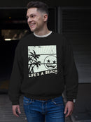 Life's A Beach - Vintage Palm Tree Emoji Men's Sweatshirt