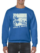 Life's A Beach - Vintage Palm Tree Emoji Men's Sweatshirt