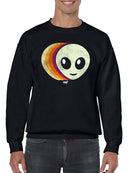 Layered Alien Emoji Vibes - Retro Galactic Graphic Men's Sweatshirt