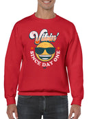Vibin’ Since Day One - Cool Retro Emoji Smiley Graphic Men's Sweatshirt