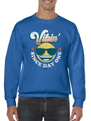 Vibin’ Since Day One - Cool Retro Emoji Smiley Graphic Men's Sweatshirt