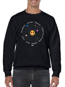 Galactic Smiley - Cosmic Orbit Emoji Graphic Men's Sweatshirt
