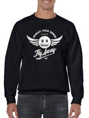 Fly Away - Retro Winged Emoji Graphic Men's Sweatshirt