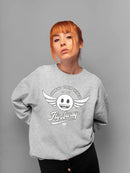 Fly Away - Retro Winged Emoji Graphic Women's Sweatshirt