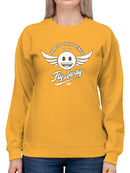 Fly Away - Retro Winged Emoji Graphic Women's Sweatshirt