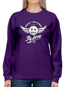 Fly Away - Retro Winged Emoji Graphic Women's Sweatshirt