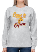 Welcome Vibes - Open Sign Emoji Graphic Women's Sweatshirt