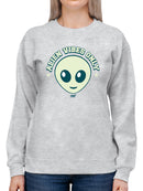 Alien Emoji Vibes Only - Retro UFO Space Graphic Women's Sweatshirt