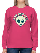 Alien Emoji Vibes Only - Retro UFO Space Graphic Women's Sweatshirt