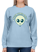 Alien Emoji Vibes Only - Retro UFO Space Graphic Women's Sweatshirt