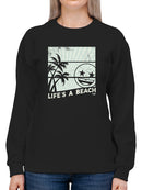 Life's A Beach - Vintage Palm Tree Emoji Women's Sweatshirt