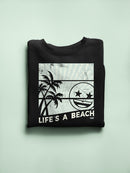 Life's A Beach - Vintage Palm Tree Emoji Women's Sweatshirt