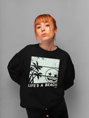 Life's A Beach - Vintage Palm Tree Emoji Women's Sweatshirt