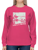 Life's A Beach - Vintage Palm Tree Emoji Women's Sweatshirt