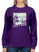Life's A Beach - Vintage Palm Tree Emoji Women's Sweatshirt