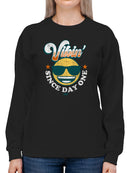 Vibin’ Since Day One - Cool Retro Emoji Smiley Graphic Women's Sweatshirt