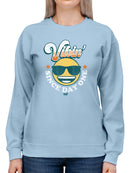 Vibin’ Since Day One - Cool Retro Emoji Smiley Graphic Women's Sweatshirt