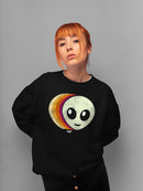 Layered Alien Emoji Vibes - Retro Galactic Graphic Women's Sweatshirt
