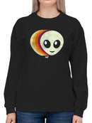 Layered Alien Emoji Vibes - Retro Galactic Graphic Women's Sweatshirt