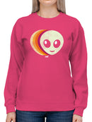 Layered Alien Emoji Vibes - Retro Galactic Graphic Women's Sweatshirt