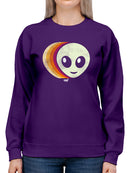Layered Alien Emoji Vibes - Retro Galactic Graphic Women's Sweatshirt