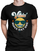 Vibin’ Since Day One - Cool Retro Emoji Smiley Graphic Men's T-shirt