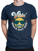 Vibin’ Since Day One - Cool Retro Emoji Smiley Graphic Men's T-shirt