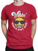 Vibin’ Since Day One - Cool Retro Emoji Smiley Graphic Men's T-shirt