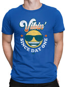 Vibin’ Since Day One - Cool Retro Emoji Smiley Graphic Men's T-shirt