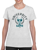 University of Life - Dark Emoji College Style Graphic Women's T-shirt