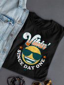 Vibin’ Since Day One - Cool Retro Emoji Smiley Graphic Women's T-shirt