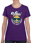 Vibin’ Since Day One - Cool Retro Emoji Smiley Graphic Women's T-shirt