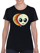 Layered Alien Emoji Vibes - Retro Galactic Graphic Women's T-shirt
