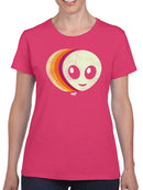 Layered Alien Emoji Vibes - Retro Galactic Graphic Women's T-shirt