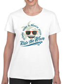Ride the Wave - Surf Club Beach Vibes Retro Emoji Women's T-shirt
