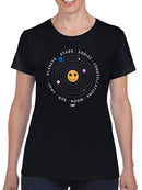 Galactic Smiley - Cosmic Orbit Emoji Graphic Women's T-shirt