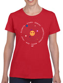 Galactic Smiley - Cosmic Orbit Emoji Graphic Women's T-shirt