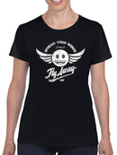 Fly Away - Retro Winged Emoji Graphic Women's T-shirt
