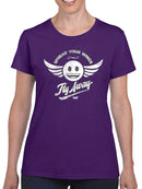 Fly Away - Retro Winged Emoji Graphic Women's T-shirt