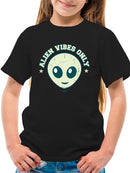 Alien Emoji Vibes Only - Retro UFO Space Graphic Youth's T-shirt