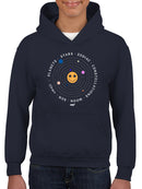 Galactic Smiley - Cosmic Orbit Emoji Graphic Youth's Hoodie