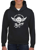 Fly Away - Retro Winged Emoji Graphic Youth's Hoodie