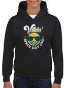 Vibin’ Since Day One - Cool Retro Emoji Smiley Graphic Youth's Hoodie