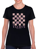 Taurus Zodiac Graphic - Bull Symbol Retro Design Women's T-shirt